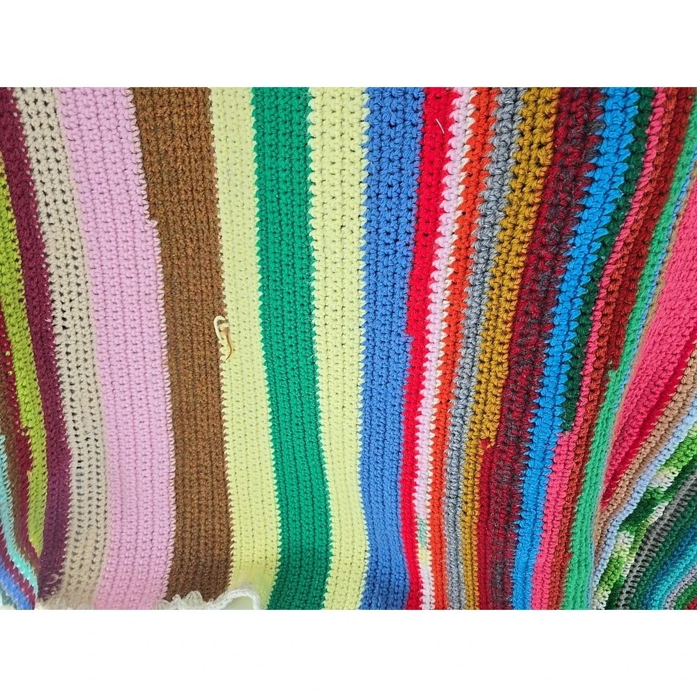 Huge Handmade Crochet Throw Chevron Afghan Cottagecore 80x60‎ Blanket - Colors!
